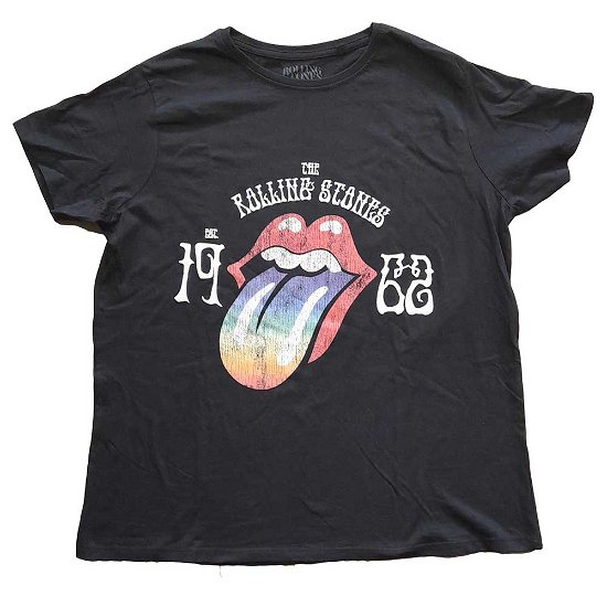 The Rolling Stones Ladies Hi-Build T-Shirt: Sixty Rainbow Tongue '62 - The Rolling Stones - Merchandise -  - 5056561035314 - 