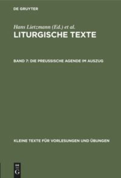 Cover for Hans Lietzmann · Preussische Agende Im Auszug (Book) (1911)