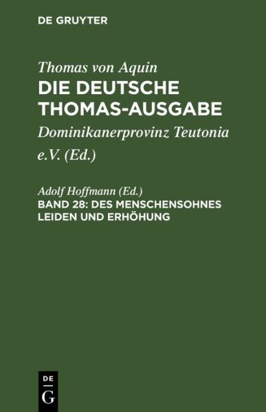 Cover for Adolf Hoffmann · Des Menschensohnes Leiden und Erhöhung : Iii (Book) (1956)