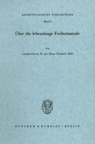 Cover for Röhl · Über die lebenslange Freiheitsstra (Book) (1969)