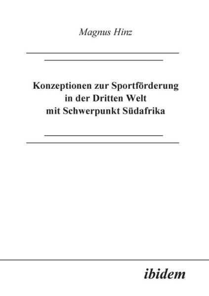 Cover for Hinz · Konzeptionen zur Sportförderung in (Book) (2001)