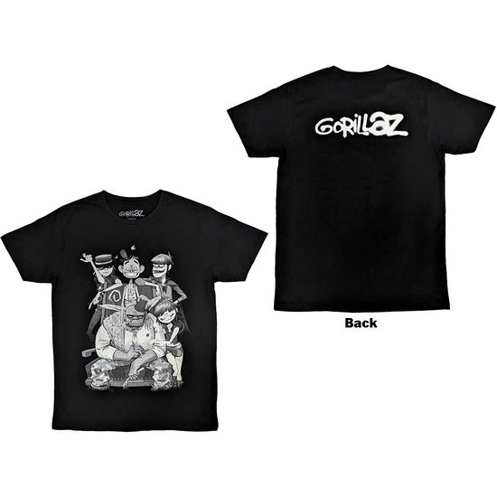 Gorillaz Unisex T-Shirt: George Spray (Black) (Back Print) - Gorillaz - Fanituote -  - 5056737246315 - tiistai 19. maaliskuuta 2024