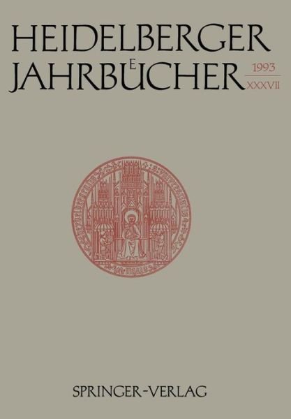 Cover for Universitats-Gesellschaft Heidelberg · Heidelberger Jahrbucher (Taschenbuch) [German edition] (1993)