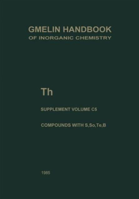 Cover for David Brown · Gmelin Handbook of Inorganic and Organometallic Chemistry - 8th Edition (Element T-H) (Hardcover Book) [8th 1985 edition] (1985)