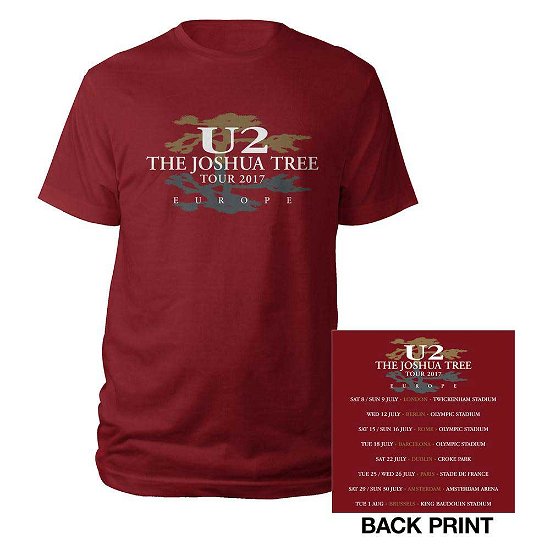 Cover for U2 · U2 Unisex T-Shirt: Joshua Tree 2017 (Back Print) (Ex-Tour) (T-shirt) [size S] [Red - Unisex edition]