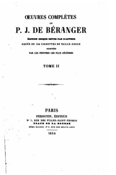 Cover for P J De Beranger · Oeuvres Completes De P.j. De Beranger - Tome II (Paperback Book) (2015)
