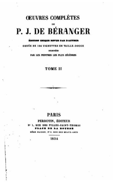 Cover for P J De Beranger · Oeuvres Completes De P.j. De Beranger - Tome II (Pocketbok) (2015)