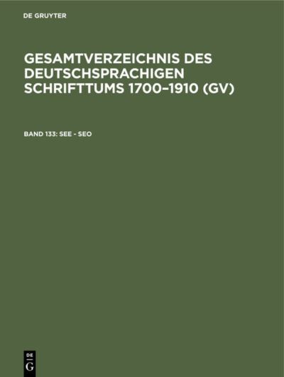 Cover for Peter Geils · See - Seo : Aus : Gesamtverzeichnis des deutschsprachigen Schrifttums (N/A) (1985)