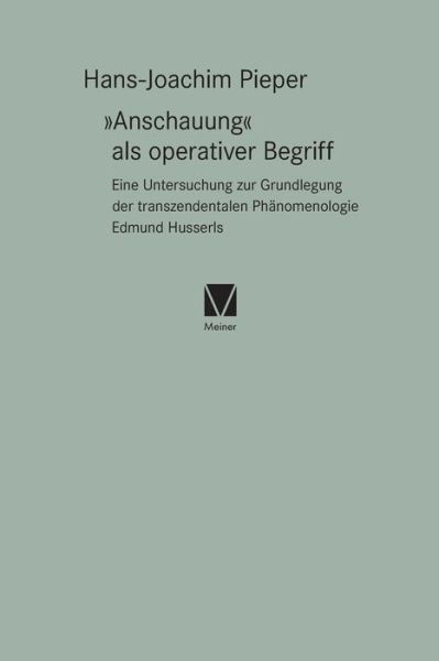 Cover for Hans-Joachim Pieper · &quot;Anschauung&quot; als operativer Begriff (Book) (1993)