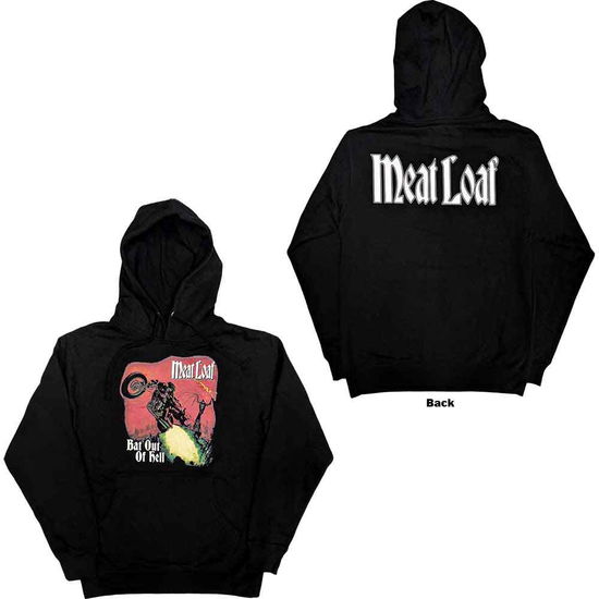 Meat Loaf Unisex Pullover Hoodie: Bat Out Of Hell (Black) (Back Print) - Meat Loaf - Produtos - - 5056561063317 - 3 de janeiro de 2023
