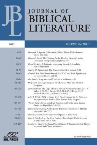 Cover for Adele Reinhartz · Journal of Biblical Literature 134.1 (Paperback Bog) (2015)