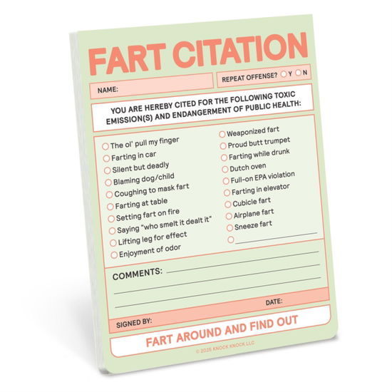 Knock Knock Fart Citation Nifty Note - Knock Knock - Books - Knock Knock - 9781683494317 - July 3, 2025