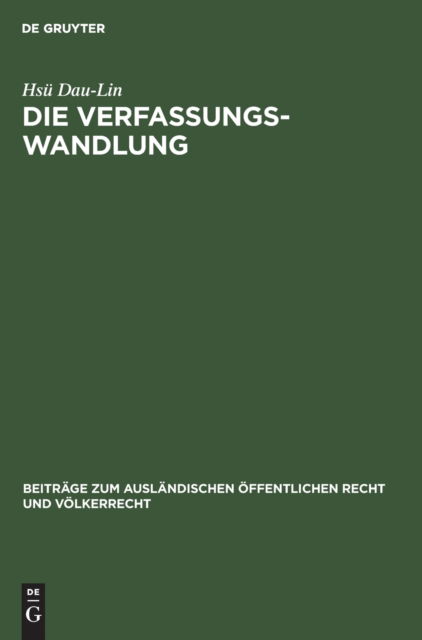 Cover for Hs Dau-Lin · Die Verfassungswandlung (N/A) (1932)
