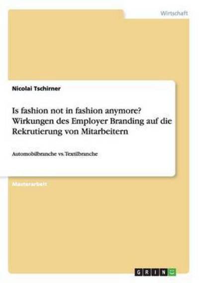 Cover for Tschirner · Is fashion not in fashion any (Book) (2015)
