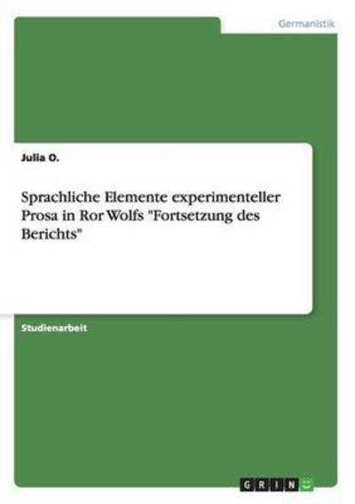 Cover for O. · Sprachliche Elemente experimenteller (Book) (2016)