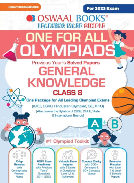 Cover for Oswaal Editorial Board · Oswaal One For All Olympiad Previous Years' Solved Papers, Class-8 General Knowledge Book (For 2023 Exam) (Paperback Book) (2023)