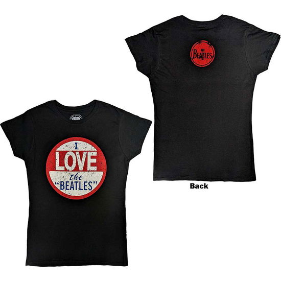 The Beatles Ladies T-Shirt: Vintage I Love The Beatles (Back Print) - The Beatles - Merchandise - Apple Corps - Apparel - 5055295319318 - 8 januari 2020