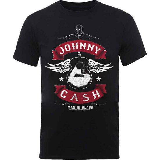 Johnny Cash Unisex T-Shirt: Winged Guitar - Johnny Cash - Fanituote - MERCHANDISE - 5055979995319 - torstai 23. tammikuuta 2020