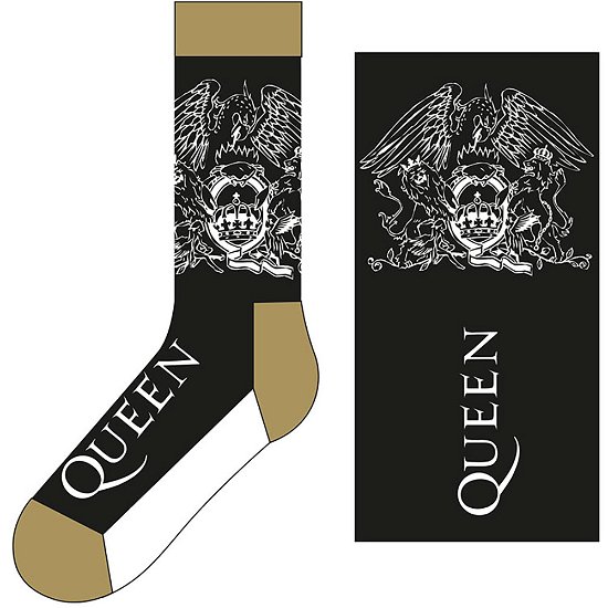 Cover for Queen · Queen Unisex Ankle Socks: Crest &amp; Logo (UK Size 7 - 11) (Kläder) [size M] [Black - Unisex edition]