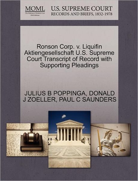 Cover for Julius B Poppinga · Ronson Corp. V. Liquifin Aktiengesellschaft U.s. Supreme Court Transcript of Record with Supporting Pleadings (Paperback Book) (2011)