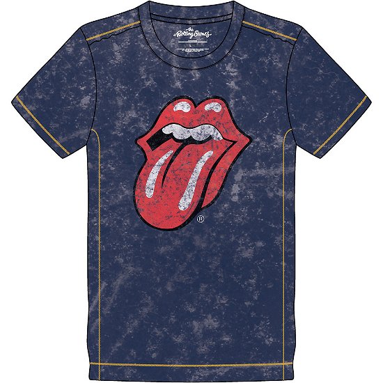 Cover for The Rolling Stones · The Rolling Stones Unisex T-Shirt: Classic Tongue (Wash Collection) (T-shirt) [size S] [Blue - Unisex edition]