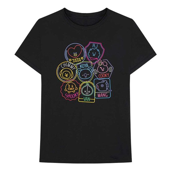 Cover for Bt21 · BT21 Unisex T-Shirt: Neons (T-shirt) [size S] [Black - Unisex edition]