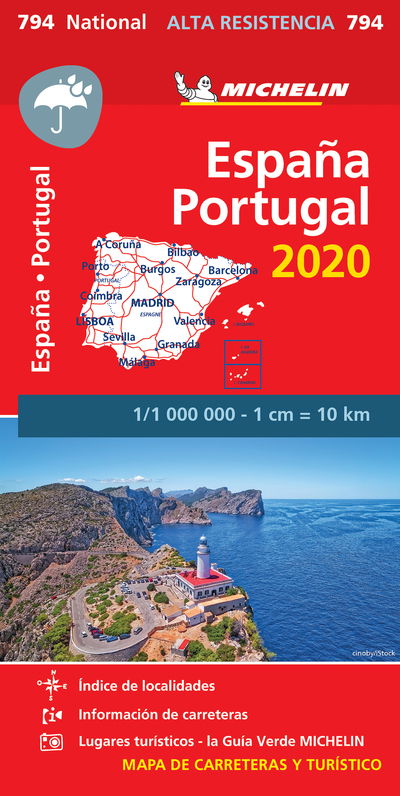 Michelin National Maps: Spain & Portugal: High Resistance 2020, Michelin National Map 794 - Michelin - Kirjat - Michelin - 9782067244320 - maanantai 6. tammikuuta 2020
