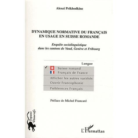 Cover for Alexei Prikhodkine · Dynamique normative du français en usage en Suisse romande (Paperback Book) (2020)