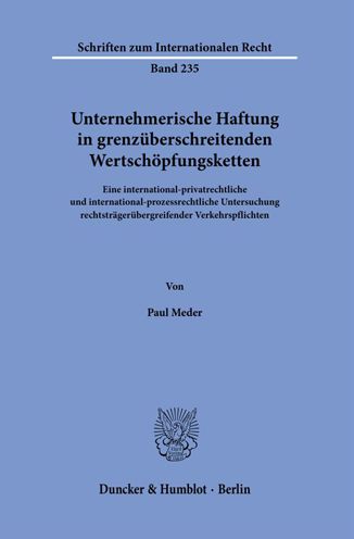 Cover for Paul Meder · Unternehmerische Haftung in Grenzuberschreitenden Wertschopfungsketten (Paperback Book) (2022)