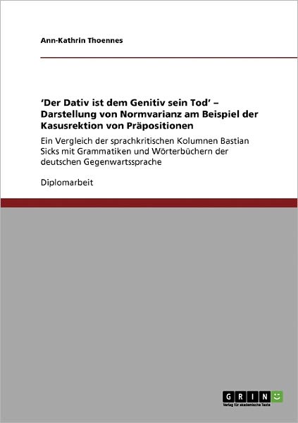 Cover for Ann-Kathrin Thoennes · 'Der Dativ ist dem Genitiv sein Tod' - (Book) [German edition] (2008)