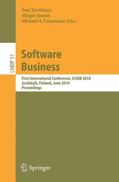 Cover for Pasi Tyrvainen · Software Business: First International Conference, ICSOB 2010, Jyvaskyla, Finland, June 21-23, 2010, Proceedings - Lecture Notes in Business Information Processing (Paperback Bog) [2010 edition] (2010)