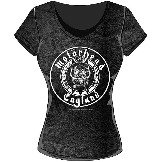 Motorhead Ladies Acid Wash T-Shirt: England Seal - Motörhead - Merchandise - ROFF - 5055979932321 - July 6, 2016