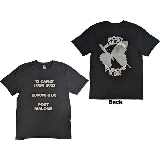 Post Malone Unisex T-Shirt: Butterfly Logo 2023 Tour (Back Print & Ex-Tour) - Post Malone - Merchandise -  - 5056737233322 - 