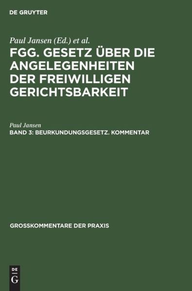 Cover for Paul Jansen · Beurkundungsgesetz. (Bok) (1971)
