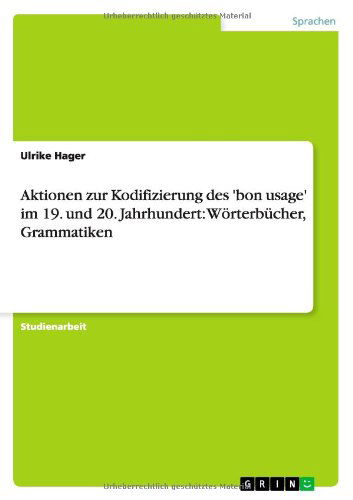 Cover for Hager · Aktionen zur Kodifizierung des 'b (Book) [German edition] (2011)