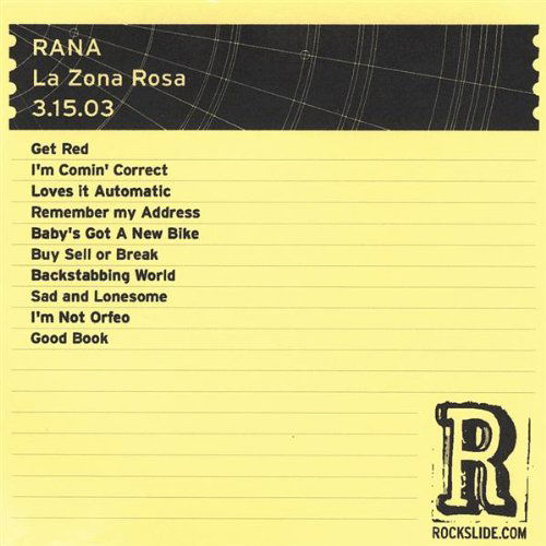 Cover for Rana · La Zona Rosa-austin Texas-3/15/03 (CD) (2004)