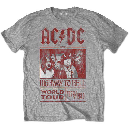 Cover for AC/DC · AC/DC Unisex T-Shirt: Highway to Hell World Tour 1979/1980 (Grey) (T-shirt) [size S] [Grey - Unisex edition] (2016)