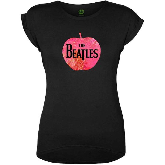 Cover for The Beatles · The Beatles Ladies T-Shirt: Apple Pink Sparkle Gel (Embellished) (T-shirt) [size M] [Black - Ladies edition]