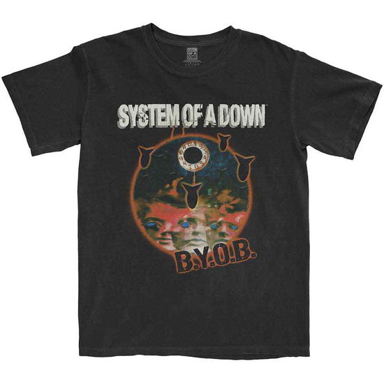 System Of A Down Unisex T-Shirt: BYOB Classic (Black) - System Of A Down - Produtos - - 5056561044323 - 27 de julho de 2022