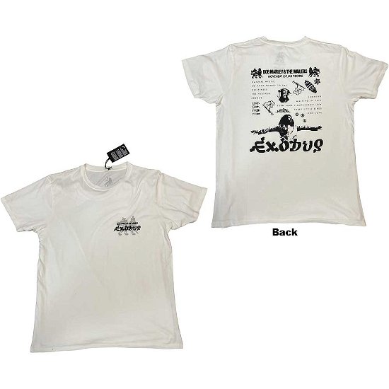 Bob Marley Unisex Organic T-Shirt: Exodus Tracklist (Back Print & Hi-Build) - Bob Marley - Merchandise -  - 5056737236323 - 