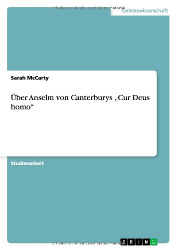 Cover for Sarah Mccarty · Über Anselm von Canterburys &quot;Cur Deus h (Book) [German edition] (2010)