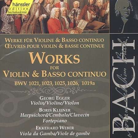 Cover for Bach / Egger / Kleiner / Weber · Sonatas for Violin &amp; Basso Continuo 123 (CD) (2000)