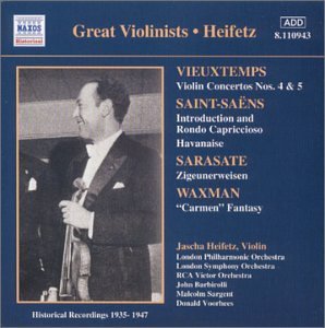 Violin Concerto No.4&5 - Jascha Heifetz - Musikk - NAXOS - 0636943194324 - 19. mars 2001