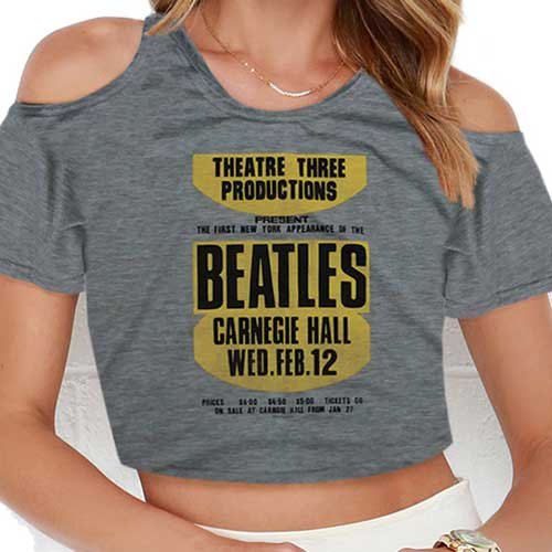 Cover for The Beatles · The Beatles Ladies T-Shirt: Carnegie Hall (Cropped / Cut Outs) (T-shirt) [size S] [Grey - Ladies edition]