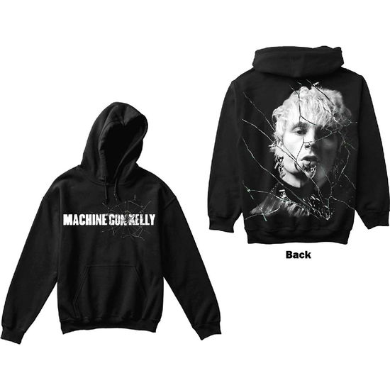 Cover for Machine Gun Kelly · Machine Gun Kelly Unisex Pullover Hoodie: Cracked Glass (Back Print) (Hoodie) [size S]