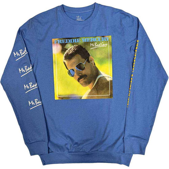 Cover for Freddie Mercury · Freddie Mercury Unisex Long Sleeve T-Shirt: Mr Bad Guy (Blue) (Sleeve Print) (CLOTHES)