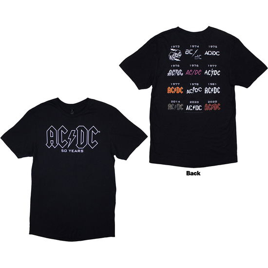 Cover for AC/DC · AC/DC Unisex T-Shirt: History Logo (Black) (Back Print) (T-shirt) [size S] (2024)