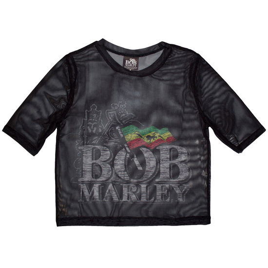 Cover for Bob Marley · Bob Marley Ladies Crop Top: Logo (Black) (Mesh) (CLOTHES) [size XS] (2024)