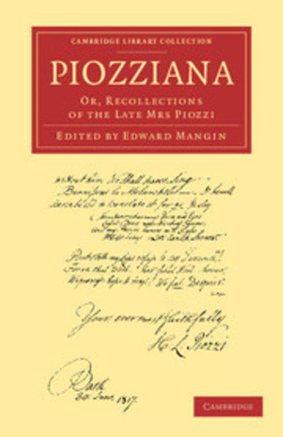 Cover for Hester Lynch Piozzi · Piozziana: Or, Recollections of the Late Mrs Piozzi - Cambridge Library Collection - Literary  Studies (Paperback Book) (2013)