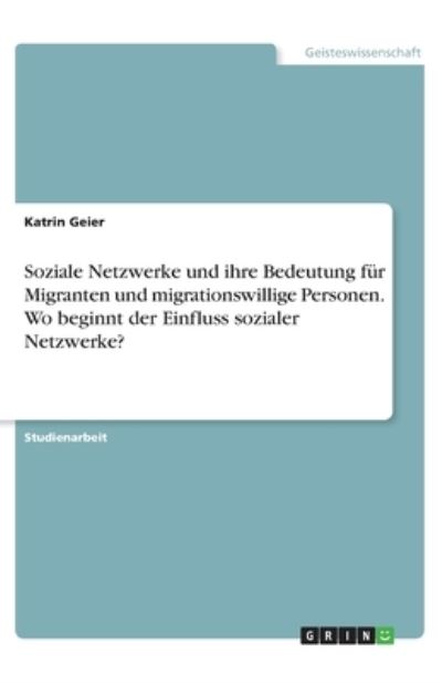 Cover for Geier · Soziale Netzwerke und ihre Bedeut (Book)